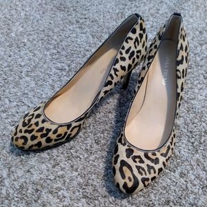 Faux fur leopard heels